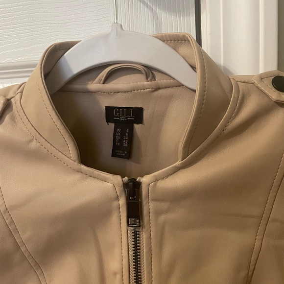 GILI Double Peplum Faux Leather Jacket Size 4 - Picture 5 of 5